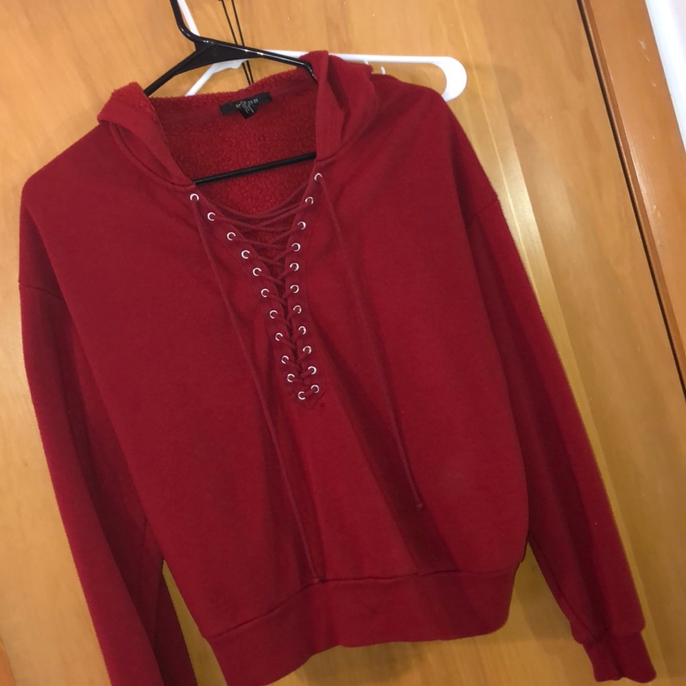 Forever 21 Red Lace-up Hoodie